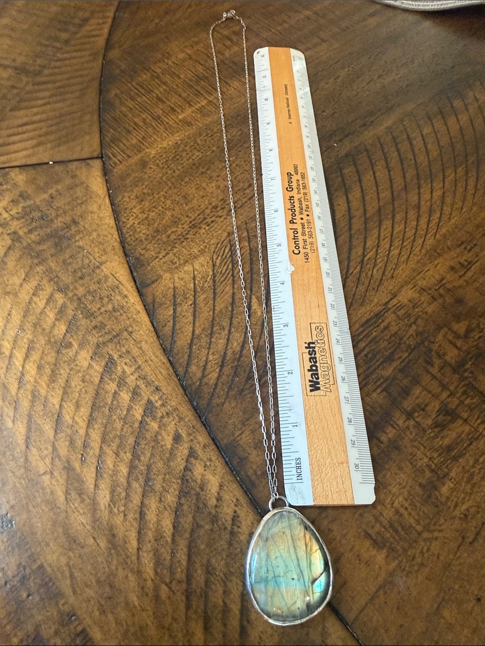 Labradorite Teardrop Pendant Necklace - Silver - Picture 8 of 11